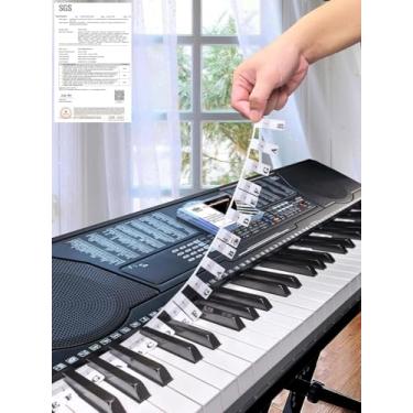 Imagem de Guia de notas de piano para iniciantes, etiquetas removíveis de notas de teclado de piano para aprendizagem, tamanho normal de 61 teclas, feito de borracha de silicone, sem necessidade de adesivos