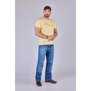 Imagem de Camiseta Masculina Manga Curta Estampada All Hunter, M, Amarelo claro