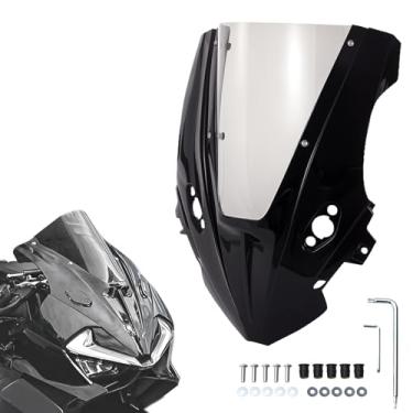 Imagem de Para-brisa de motocicleta para CFMOTO 675SS, 675SR 2 em 1 Defletor de Vento Frontal Kit de Carenagem Frontal (Preto)