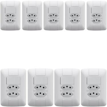 Imagem de 9 Conjunto Interruptor Simples 6A + 2 Tomada 20A 250V Aria - TRAMONTIN