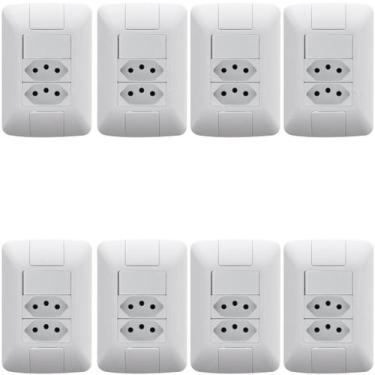 Imagem de 8 Conjunto Interruptor Simples 6A + 2 Tomada 20A 250V Aria - TRAMONTIN