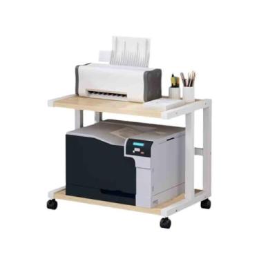 Imagem de KEG801302 Rack de armazenamento de impressora móvel de camada dupla para chão de escritório, escritório, multifuncional, copiadora, organizadora, mesa de impressora