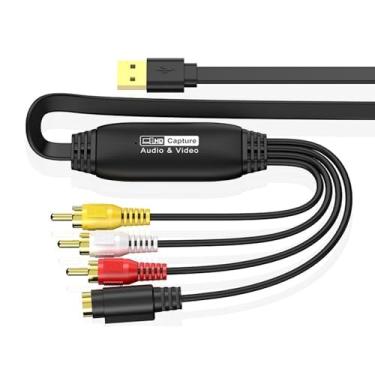 Imagem de GOWENIC Conversor VHS para Digital, Dispositivo de Placa de Captura de Vídeo USB, Conversor de áudio e Vídeo Grabber, Placa de Captura de USB 2.0 1080P AV para Dispositivo de Som