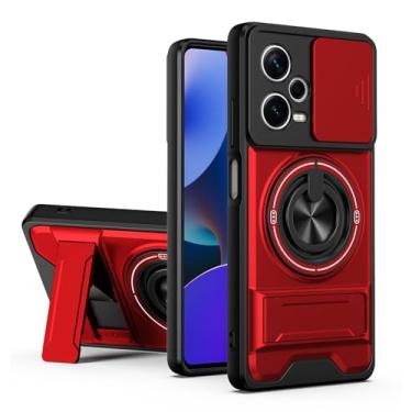 Imagem de SORAKA Capa para Xiaomi Redmi Note 12 Pro 5G com suporte,proteção de lente com janela e capa dupla de PC e TPU compatível com suporte magnético para carro