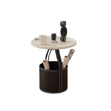 Imagem de Mesa lateral portátil moderna pequena mesa de centro para sala de estar, mesa de canto de sofá, mesa de cabeceira compacta para espaços pequenos, simples (preto)