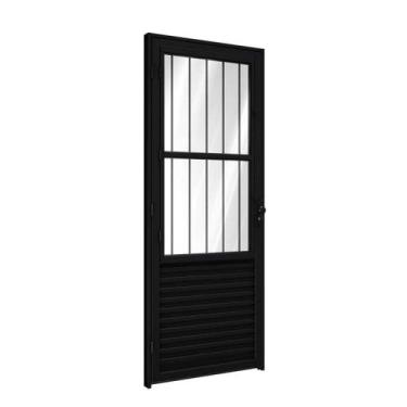 Imagem de Porta de Alumínio de Giro com Postigo e Grade 215x85cm Riobras Abertur