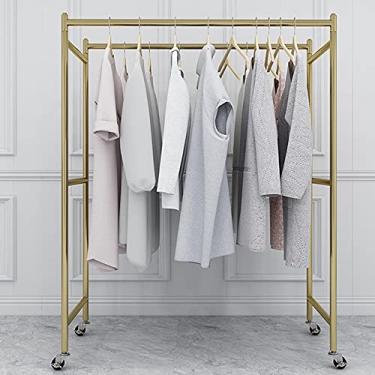 Imagem de Cabides resistentes, prateleiras de exibição de piso de ferro, prateleiras de barra dupla e barra dupla, economia de espaço e suporte de carga forte, preto (100 × 50 × 135 cm)