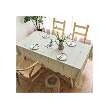 Imagem de Toalha de mesa bordada, xadrez, linho, borla, toalha de mesa retangular, mesa de café, casa, cozinha, festa, banquete