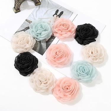 Imagem de 5 peças de flores de cabelo artificial de chiffon, acessórios de cabelo, corpete, flor, guirlanda de parede, decorações de Natal, artesanato faça você mesmo, multicolorido, 5 peças