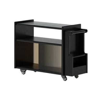 Imagem de Mesa de centro com rodas para sofá mesa lateral armário doméstico armazenamento carrinho rack mesa lateral (preto)