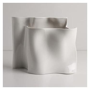 Imagem de Moderno, leve, luxuoso, vaso de cerâmica, prata, galvanoplastia, sala de estar, decoração de hotel, vaso de flores, acessórios para casa, centros de mesa