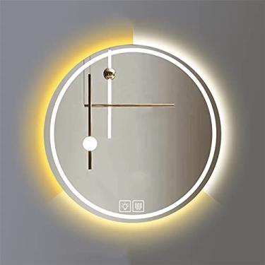 Imagem de Espelho LED para banheiro montado na parede, espelho inteligente antiembaçamento com botão de toque regulável, espelho de banheiro iluminado com 3 configurações de luz, 50 cm/60 cm/70 cm/80 cm