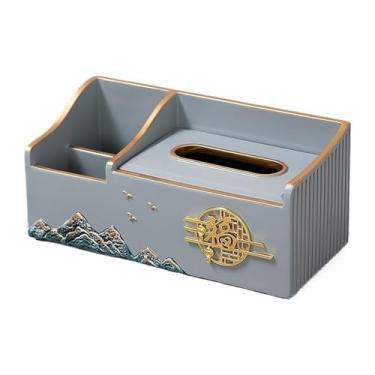 Imagem de Capa de caixa de lenços retangular porta-lenços multifuncional, caixa de lenços de café, organizador de controle remoto para sala de estar, quarto, sala de jantar, escritório, suporte de caixa de