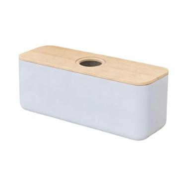 Imagem de Bothyi Caixa de pão com tampa de madeira, recipiente de armazenamento espaçoso e versátil para guardar pão, donuts, sobremesas e lanches, Tampa Do Buraco Azul