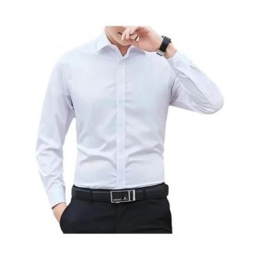 Imagem de Camisa Masculina plus Size 8XL De Cor Sólida Casual De Negócios Manga 