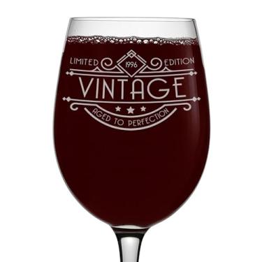 Imagem de Taça de vinho vintage 1996 gravada com haste de 473 ml - Presentes de feliz aniversário de 30 anos para homens e mulheres, Cheers to Turning 30 anos decoração de decoração de homem, artigos de