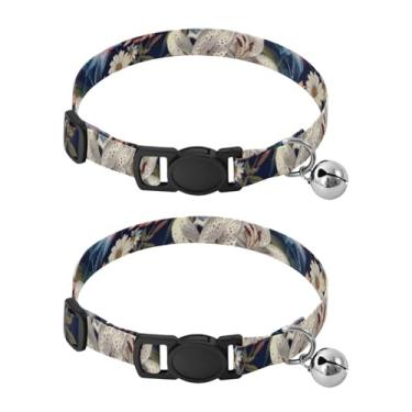 Imagem de STAYTOP 2 coleiras fofas de sino, lindas flores de lírio ajustáveis de poliéster macio para cães e gatos