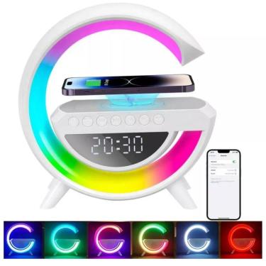 Imagem de Luminária G Speaker Branca Carregador Indução Som