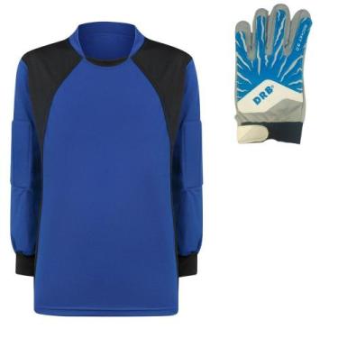 Imagem de Camisa Goleiro trb Infantil + Luva DRB Azul Branco Infantil, Azul, Roy