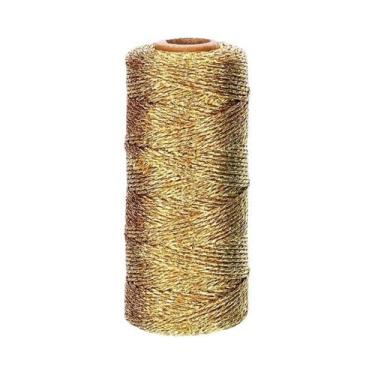 Imagem de Corda De Macramê Dourada E Prateada 100 Metros Fita Para Artesanato DI