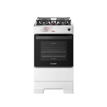 Imagem de Fogão Esmaltec 4 Bocas Ideal Master Mesa Inox Tampa De Vidro Forno 50 Litros Branco T4ITB Bivolt