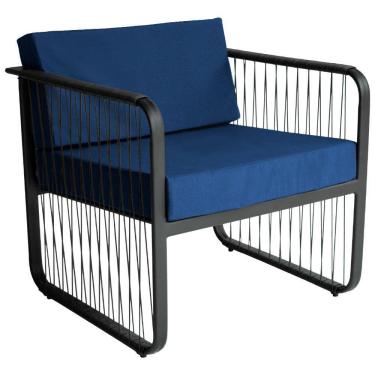 Imagem de Poltrona área Externa Santiago Alumínio E Fibra Sintética Preto-azul