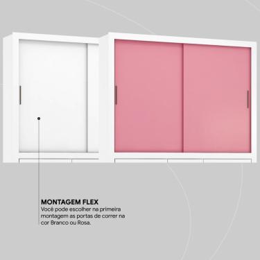 Imagem de Guarda Roupa Casal 3 Portas E 6 Gavetas Arbo Branco Rosa Flex