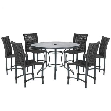 Imagem de Mesa Ascoli 120 Cm Com 6 Cadeiras Cannes De Alumínio Trama Preto