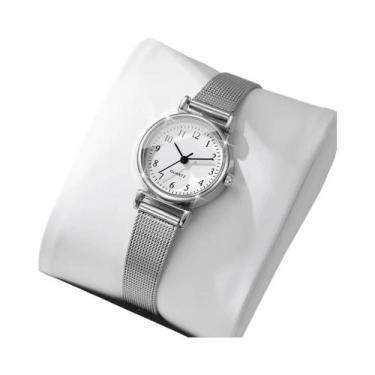 Imagem de Relógio De Quartzo Feminino Com Pulseira De Malha, Design Simples, 1PC