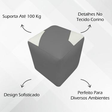 Imagem de Puff Decorativo Quadrado Penteadeira Urban - Cinza-Bege Corino