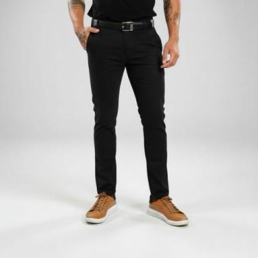 Imagem de Calça Social Sarja Masculina Esporte Fino - Mitchelgutto, Preto, 44
