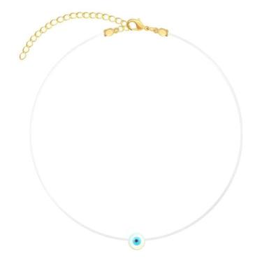 Imagem de Colar com pingente fio nylon banhado a Ouro 18k - MIT JOIAS, Olho greg