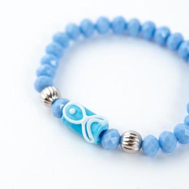 Imagem de Pulseira Iemanjá Firma Peixe Azul Cristal e Silicone - Lua Mística