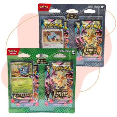 Imagem de Pokemon Heróis Excelsos Mega Evolução 50 Cartas PACK VERDE + CINZA - C