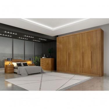 Imagem de Guarda Roupa Casal 6 Portas 6 Gavetas - Coimbra Ripado-cumaru - Móveis Novo Horizonte