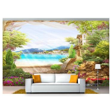 Imagem de Papel De Parede Paisagem Digital Jardim Praia  Dah24