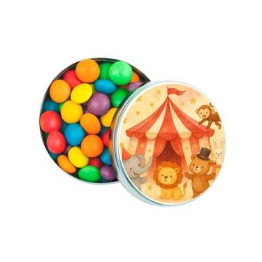 Imagem de Kit 30 Latinhas Lembrancinhas Circo Aquarela Cor: Prateado - Gil Festa