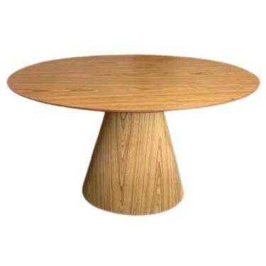 Imagem de Mesa de jantar redonda amadeirada base cone 1,10cm - O REI DAS POLTRON