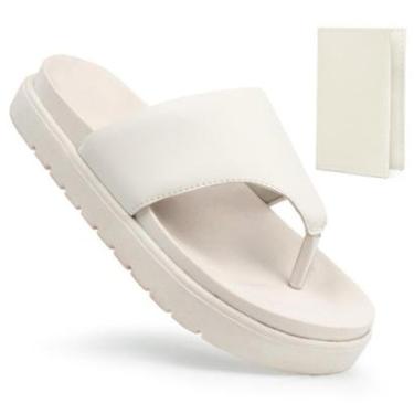 Imagem de Sandália Papete Feminina Asa Delta De Dedo Baixa Flat Moda Tendência Verão Confortável + Carteira-Feminino