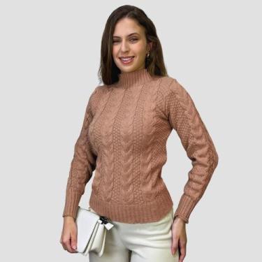Imagem de Suéter Casual Feminino Tricô Trançado Elegante Inverno Macio - GIP, Ro