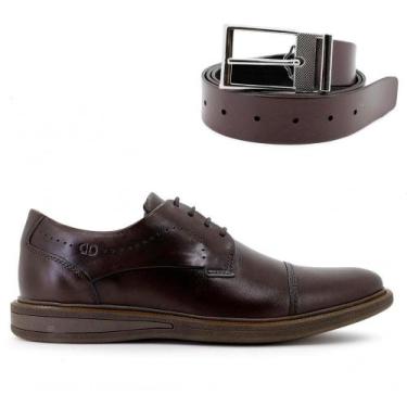 Imagem de Compre 1 Sapato Social Democrata Masculino e Ganhe 1 Cinto, 40, Marrom