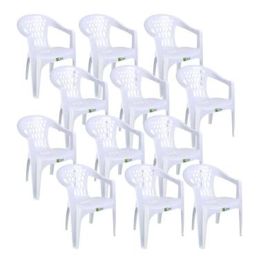Imagem de Kit 12 Cadeiras de Plastico com Braco Duo Bella Duoplastic Empilhaveis