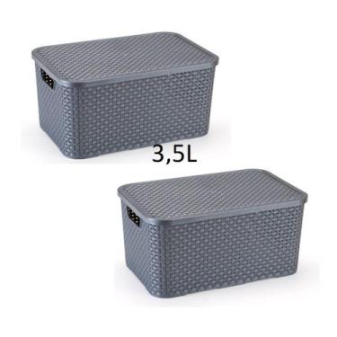 Imagem de Kit 2 Caixas 3,5 L Organizadora Cesto Armazenagem Pequenos Objetos - M