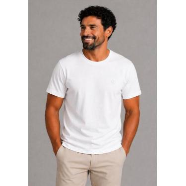 Imagem de Camiseta Lisa de Algodão com Gola Careca Branca - Tony Menswear - no-b