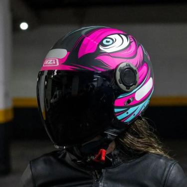 Imagem de Capacete Nzi Ringway Duo Ocelo Antracite/Rosa/Verde Fosco - 60