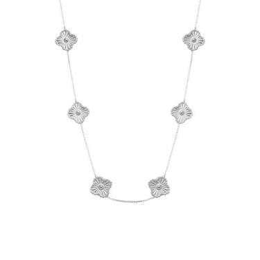 Imagem de Colar Choker Flores Rosas Vazadas Banhado a Prata 925 - Papillon Semi 