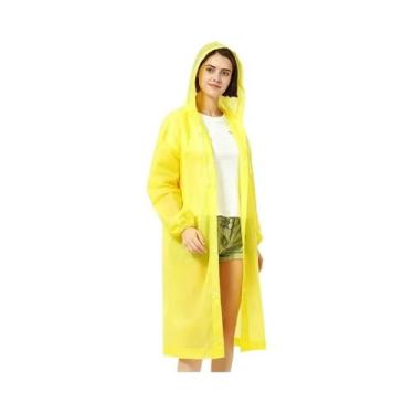 Imagem de Capa De Chuva Unissex Impermeável Longa Com Capuz, Poncho Reforçado Pa
