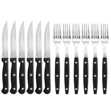 Imagem de Kit Conjunto Jogo De Talheres Aço Inox 12 Peças Facas Garfos - Kadê