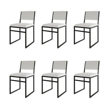 Imagem de Kit 6 Cadeiras Industrial Isa Corino Branco para Mesa Sala Cozinha Conforto - Branco