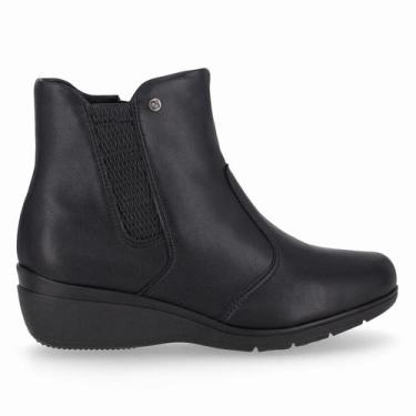 Imagem de Bota Piccadilly 117133 Beth Cano Curto Salto Médio Anabela -, Preto, 3